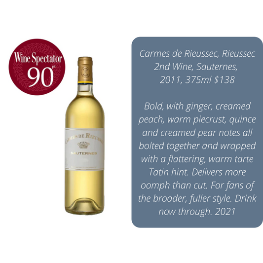 Carmes de Rieussec, Rieussec 2nd Wine, Sauternes 2011, 375Ml